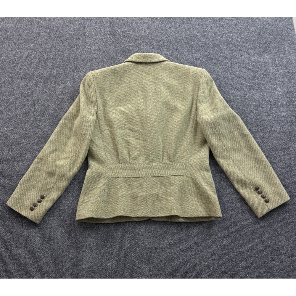 Lauren Ralph Lauren Blazer Womens 8P Green Wool Blend Tweed Equestrian Button - Picture 2 of 14